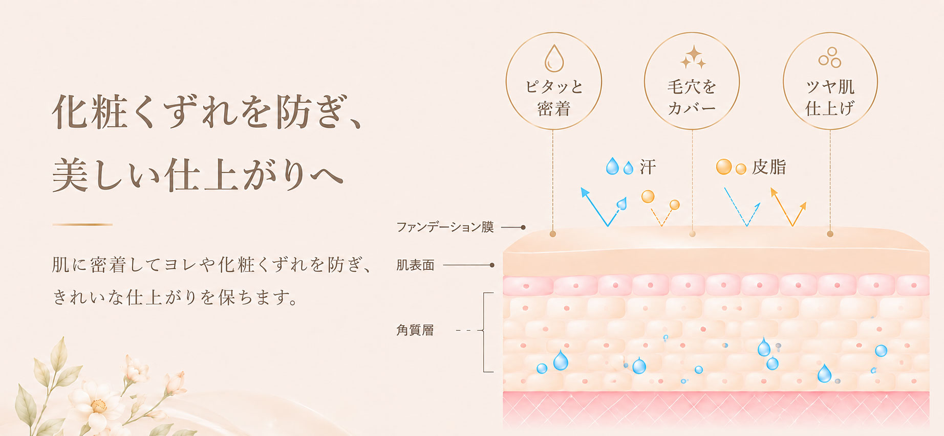 化粧くずれを防ぎ、美しい仕上がりへ